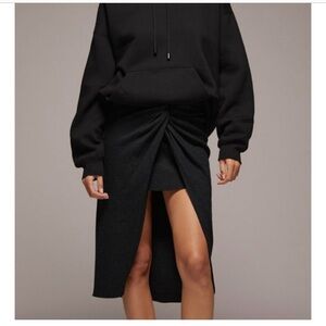 Zara Women’s Wrap Midi Skirt Dark Gray Large Knot Front Hi Lo Hidden Mini Skirt